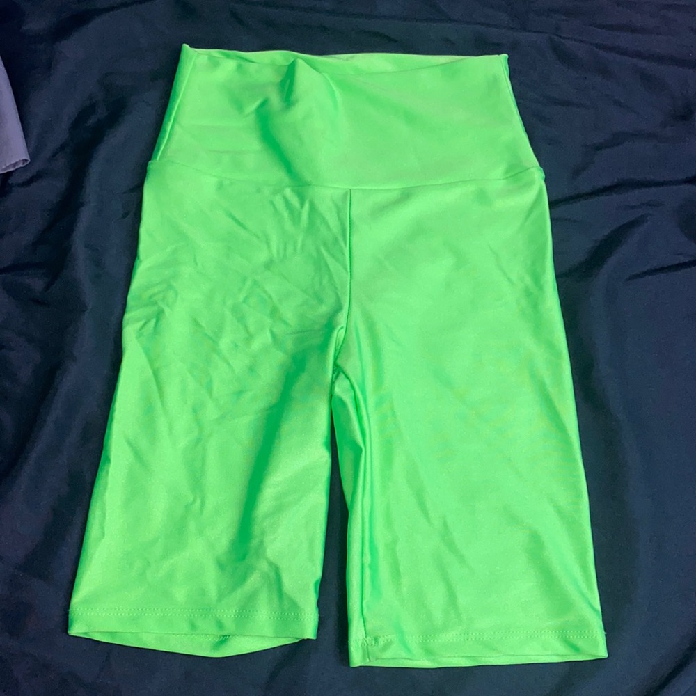 neon green fashion nova biker shorts